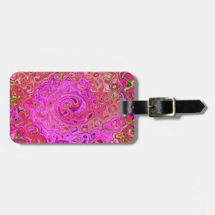 Hot Pink Marbled Colours Abstract Retro Swirl Luggage Tag