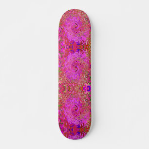 Hot Pink Marbled Colours Abstract Retro Swirl Skateboard