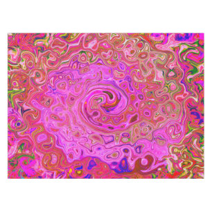 Hot Pink Marbled Colours Abstract Retro Swirl Tablecloth