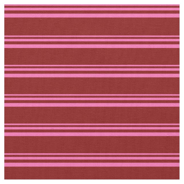 Hot Pink & Maroon Coloured Pattern of Stripes Fabric (Close Up)
