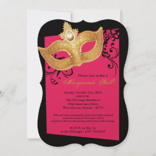 Hot Pink Masquerade Ball Mask Costume Halloween Invitation