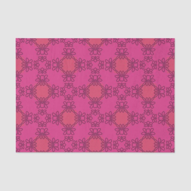 Hot Pink Maximalist Floral Bold Retro Chic Tissue Paper (Front)