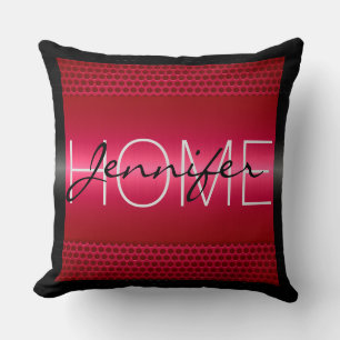 Hot Pink Metallic Holes Metal Look Monogram Cushion