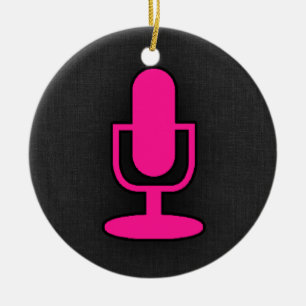 Hot Pink Microphone Ceramic Tree Decoration