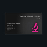 Hot Pink Microscope Business Card<br><div class="desc">Cool,  sleek,   Hot Pink microscope,  microscopy clip art on black and dark grey textured background.  Great gift for research scientists or anyone that loves science!  Add your name or text to personalise it! Images used on this item are licensed and © Graphics Factory.com</div>