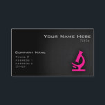 Hot Pink Microscope Business Card<br><div class="desc">Cool,  sleek,   Hot Pink microscope,  microscopy clip art on black and dark grey textured background.  Great gift for research scientists or anyone that loves science!  Add your name or text to personalise it! Images used on this item are licensed and © Graphics Factory.com</div>