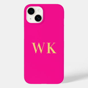 Hot Pink Minimal Monogram Initials Case-Mate iPhone 14 Case