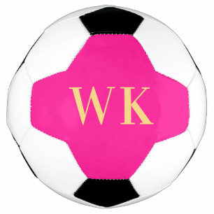 Hot Pink Minimal Monogram Initials Soccer Ball