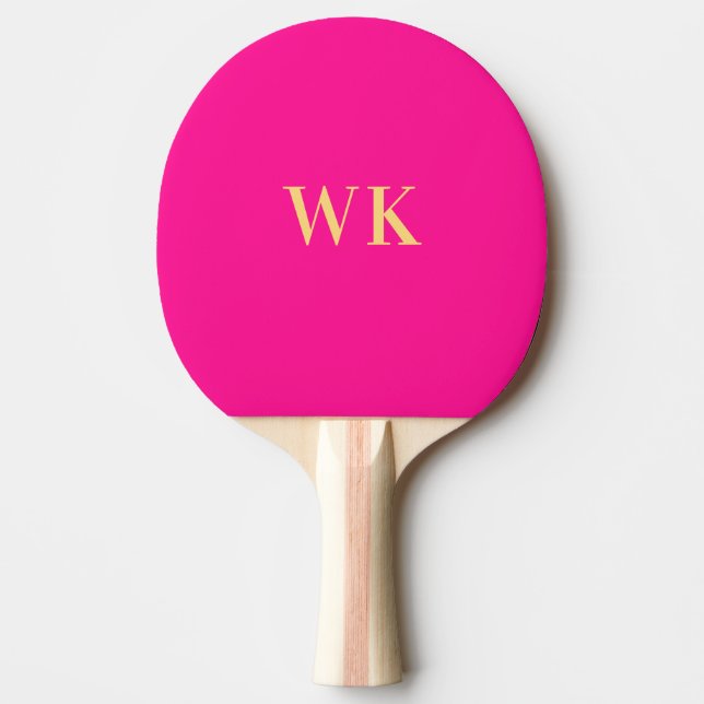 Hot Pink Minimal Monogrammed Initials Ping Pong Paddle (Front)