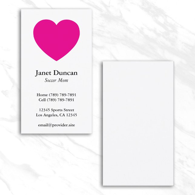 Hot Pink Minimalist Heart Shape Calling Card (Hot Pink Minimalist Heart Shape Calling Card)