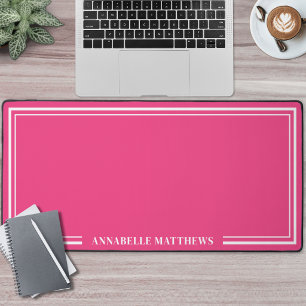 Hot Pink Minimalist Monogram Desk Mat