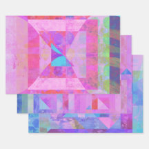 Hot Pink Mixed Media Set of Wrapping Paper