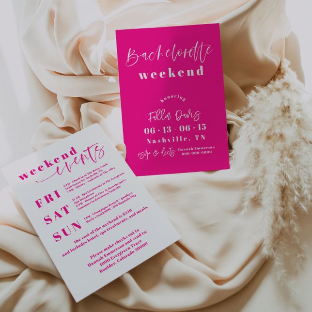 Hot Pink Modern Bachelorette Invite Itinerary (Creator Uploaded)