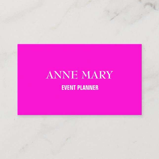 Hot Pink Modern Bold Bright Colourful Simple 2025 Business Card (Front)