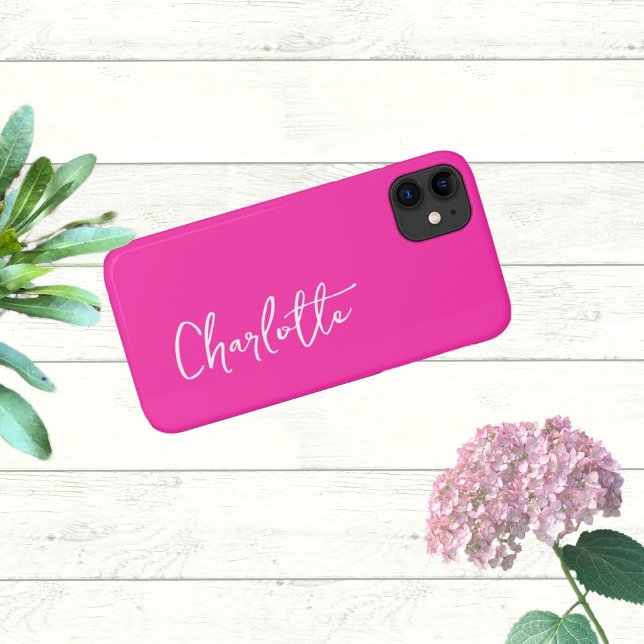 Hot Pink Modern Custom Name     Case-Mate iPhone Case (Creator Uploaded)
