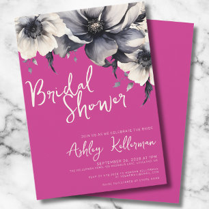 Hot Pink Modern Floral Bridal Shower Invitation