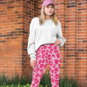 Hot Pink Modern Leopard Pattern Leggings