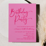 Hot Pink Modern Minimalist Birthday Party Invitation<br><div class="desc">This is a Hot Pink Modern Minimalist Birthday Party Invitation!</div>