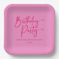 Hot Pink Modern Minimalist Birthday Party