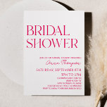 Hot Pink Modern Minimalist Bridal Shower  Invitation<br><div class="desc">This is a White Hot Pink Modern Minimalist Bridal Shower Invitation!</div>