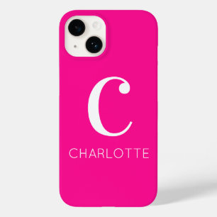 Hot Pink Modern Monogram Case-Mate iPhone 14 Case