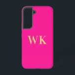 Hot Pink Modern Monogram Initials Samsung Galaxy Case<br><div class="desc">This is a minimal, stylish, two initials, monogram design in trending hot pink. The monogram letters are in a stylish gold colour and modern typography. To personalise, simply add your initials by typing them into the personalise this text box. To customise further, check the design editing tool, where you can...</div>