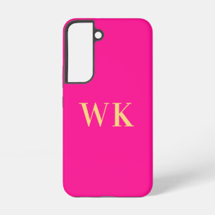 Hot Pink Modern Monogram Initials Samsung Galaxy Case