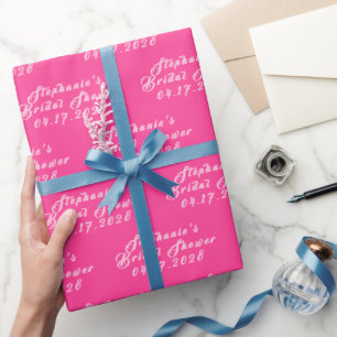 Hot Pink Modern Pattern Bride Bridal Shower  Wrapping Paper