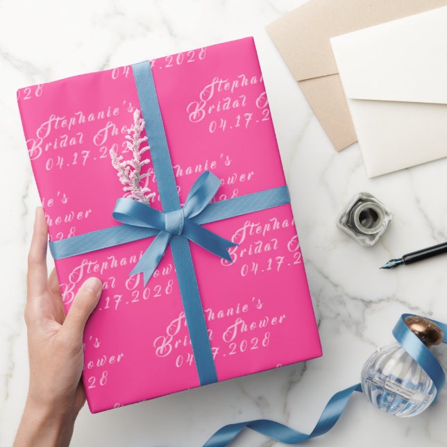 Hot Pink Modern Pattern Bride Bridal Shower  Wrapping Paper (Gifting)