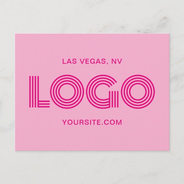 Hot Pink Modern Rectangular Logo Postcard (Front)