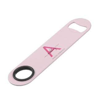 Hot Pink Modern Script Girly Monogram Name
