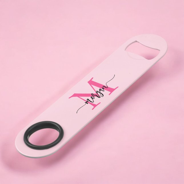 Hot Pink Modern Script Girly Monogram Name (Creator Uploaded)