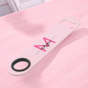 Hot Pink Modern Script Girly Monogram Name