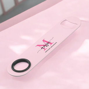 Hot Pink Modern Script Girly Monogram Name