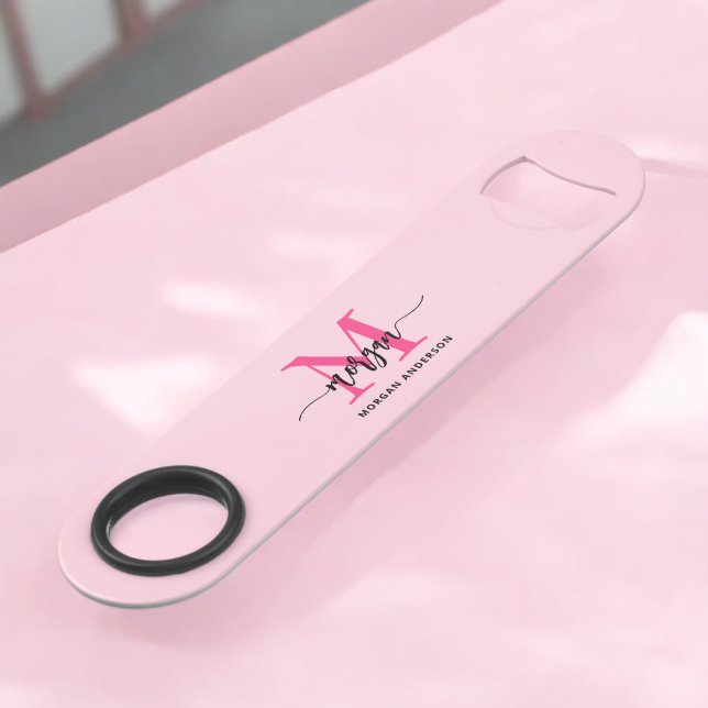 Hot Pink Modern Script Girly Monogram Name (Creator Uploaded)