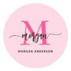 Hot Pink Modern Script Girly Monogram Name