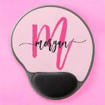 Hot Pink Modern Script Girly Monogram Name Gel Mouse Pad<br><div class="desc">Add a pop of colour to your workspace with our Hot Pink Modern Script Girly Monogram Name Mouse Pad! Featuring a vibrant hot pink design and personalised with your name in a chic modern script, this mouse pad blends style with practicality. The smooth surface ensures precise mouse movements, while the...</div>