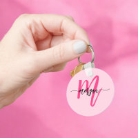 Hot Pink Modern Script Girly Monogram Name