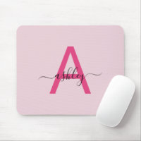 Hot Pink Modern Script Girly Monogram Name