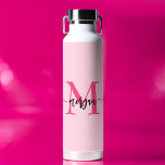 Hot Pink Modern Script Girly Monogram Name Water Bottle<br><div class="desc">Stay hydrated in style with our Hot Pink Modern Script Girly Monogram Name Water Bottle! Featuring a bold hot pink design, this water bottle is personalised with your name in an elegant modern script for a chic, custom touch. Perfect for school, workouts, or on-the-go, it’s made from durable, BPA-free materials...</div>