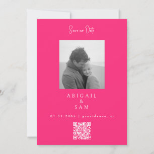 Hot Pink Modern Simplicity B/W Photo Save The Date