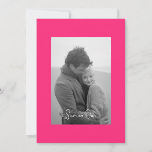 Hot Pink Modern Simplicity B/W Photo  Save The Date