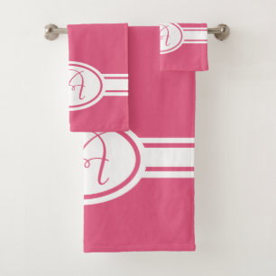 Hot Pink Monogram Bath Towel Set