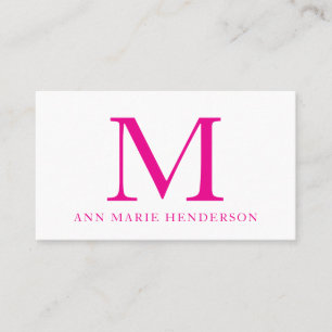 Hot Pink Monogram Business Card