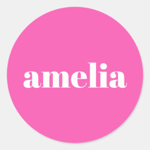 Hot Pink Monogram Classic Round Sticker