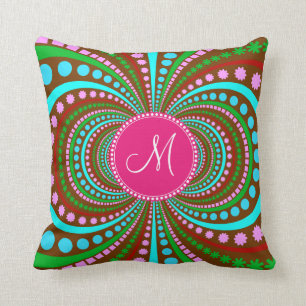 Hot Pink Monogram Cool Funky Pattern Cushion