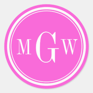 Hot Pink Monogram Envelope Seals Favour Tags
