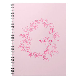Hot Pink Monogram Girl's Back to School Notebook