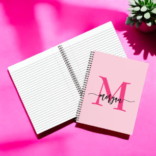 Hot Pink Monogram Girl's Back to School Notebook