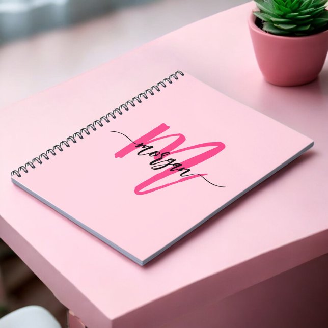 Hot Pink Monogram Girl's Back to School Notebook (Creator Uploaded)